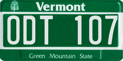 VT license plate ODT107