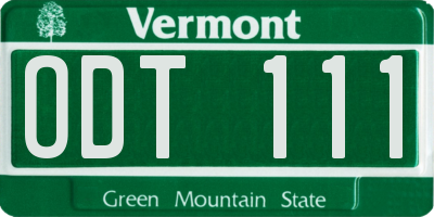 VT license plate ODT111
