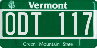 VT license plate ODT117