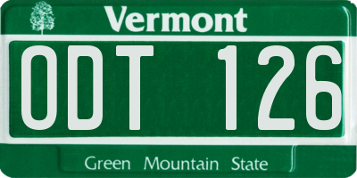 VT license plate ODT126
