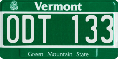 VT license plate ODT133