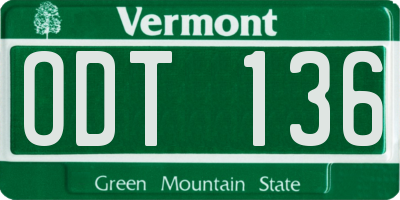 VT license plate ODT136