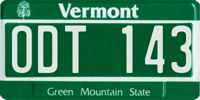 VT license plate ODT143