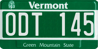 VT license plate ODT145
