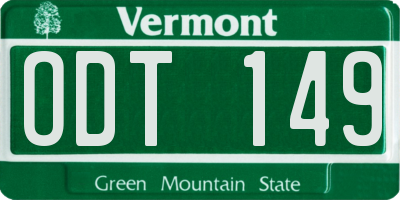 VT license plate ODT149