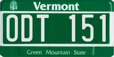 VT license plate ODT151