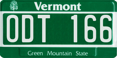 VT license plate ODT166