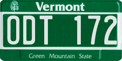 VT license plate ODT172