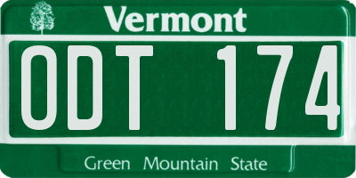 VT license plate ODT174
