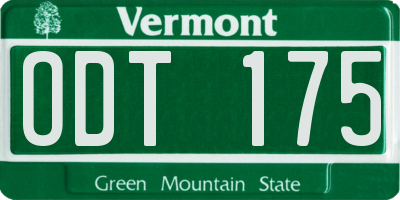 VT license plate ODT175