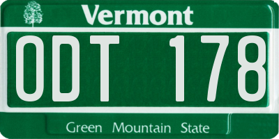 VT license plate ODT178