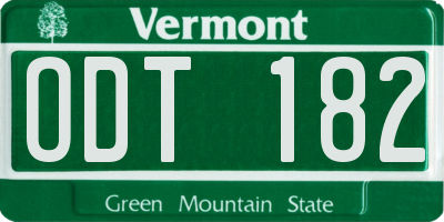 VT license plate ODT182
