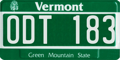 VT license plate ODT183
