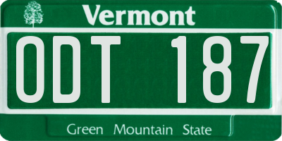 VT license plate ODT187
