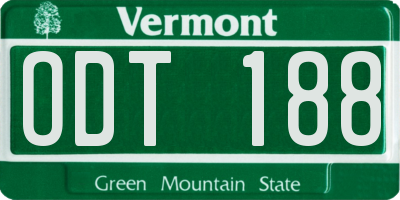 VT license plate ODT188