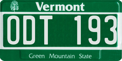 VT license plate ODT193