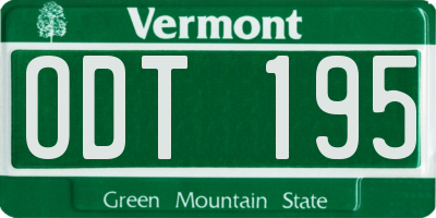 VT license plate ODT195