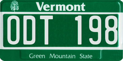 VT license plate ODT198