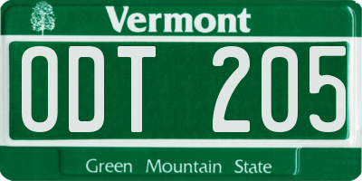 VT license plate ODT205