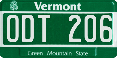VT license plate ODT206