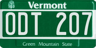 VT license plate ODT207