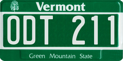 VT license plate ODT211