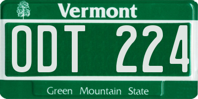 VT license plate ODT224