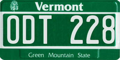 VT license plate ODT228