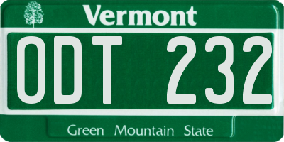 VT license plate ODT232
