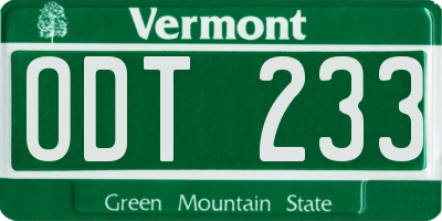 VT license plate ODT233