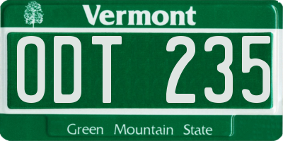 VT license plate ODT235