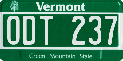 VT license plate ODT237