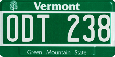 VT license plate ODT238