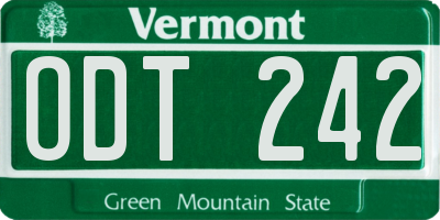 VT license plate ODT242