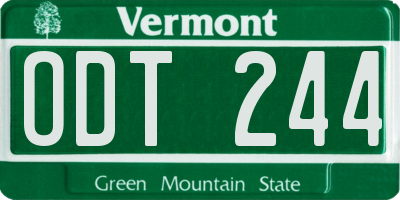 VT license plate ODT244