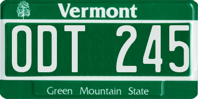 VT license plate ODT245