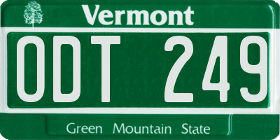 VT license plate ODT249