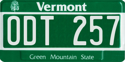 VT license plate ODT257