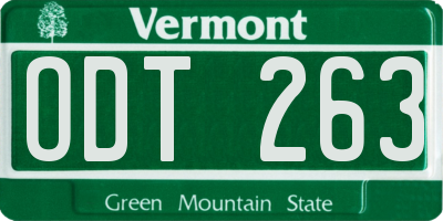 VT license plate ODT263
