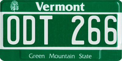 VT license plate ODT266