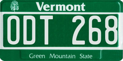 VT license plate ODT268