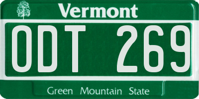 VT license plate ODT269