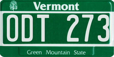VT license plate ODT273