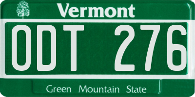 VT license plate ODT276