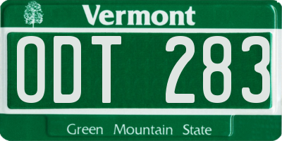 VT license plate ODT283