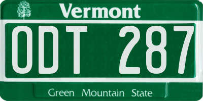 VT license plate ODT287