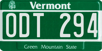 VT license plate ODT294