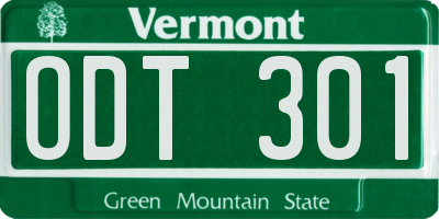 VT license plate ODT301
