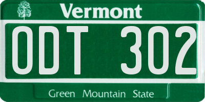VT license plate ODT302