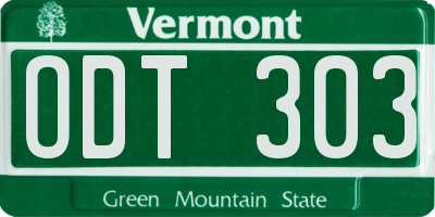 VT license plate ODT303